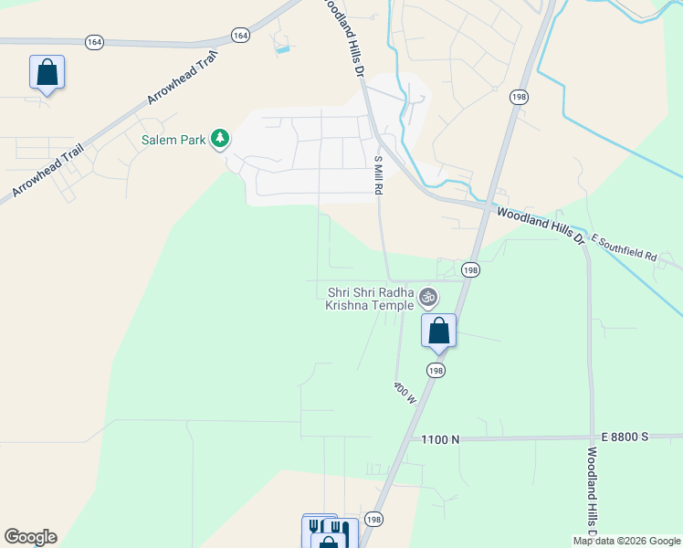 map of restaurants, bars, coffee shops, grocery stores, and more near 332 East 1480 North in Spanish Fork