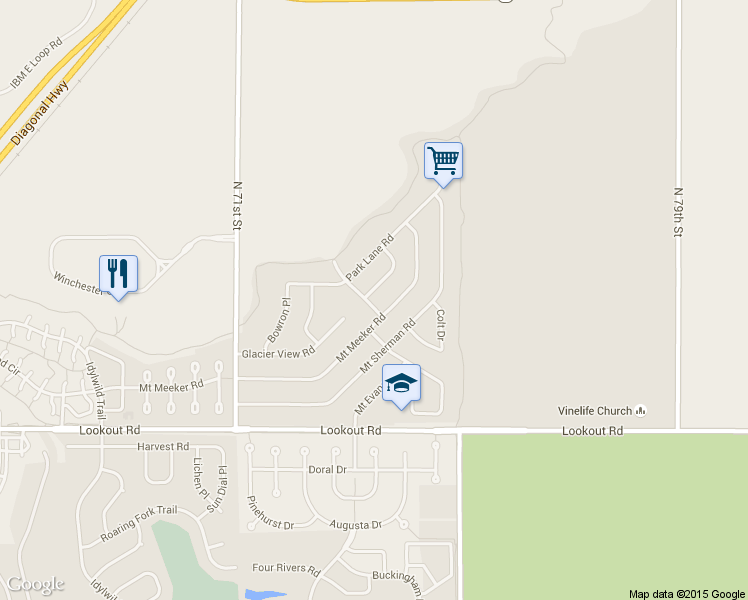 map of restaurants, bars, coffee shops, grocery stores, and more near 5644 Gunbarrel Road in Longmont
