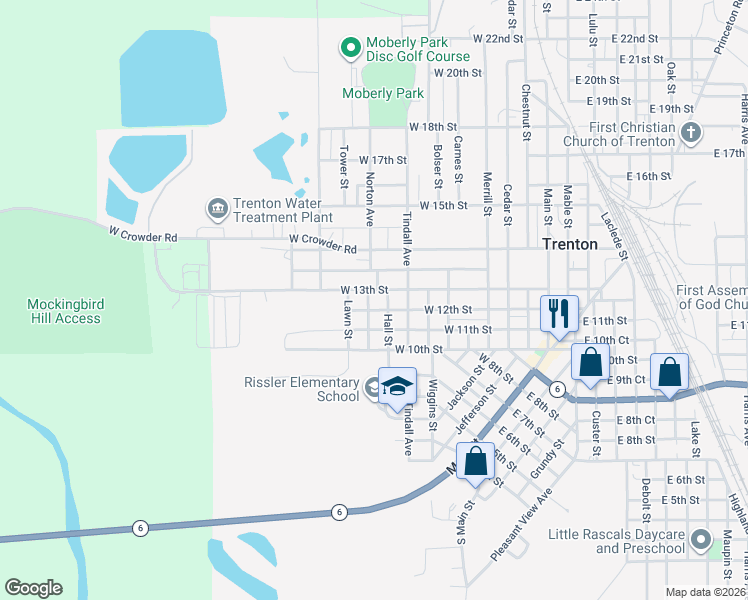 map of restaurants, bars, coffee shops, grocery stores, and more near 1201-1299 Norton Avenue in Trenton