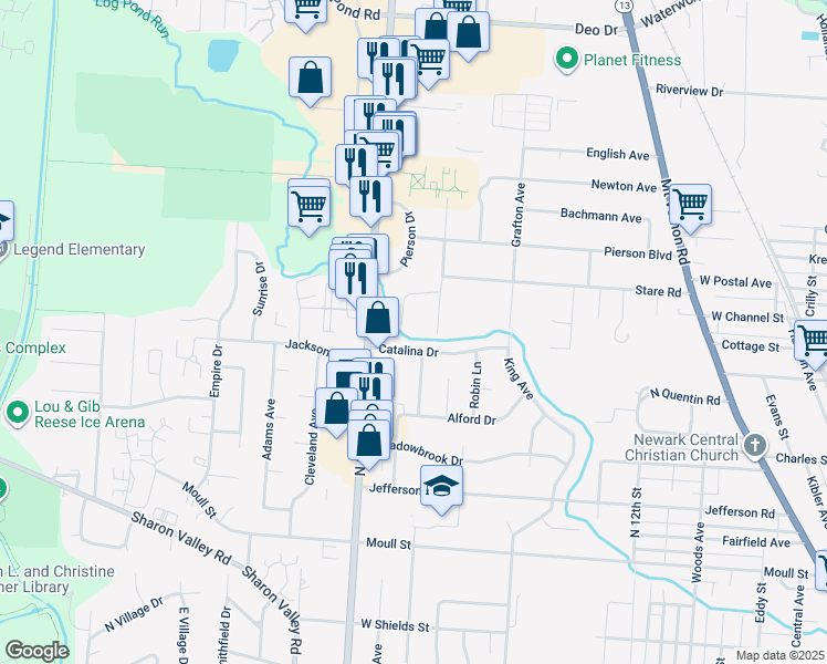 map of restaurants, bars, coffee shops, grocery stores, and more near 1060 Welsh View Drive in Newark