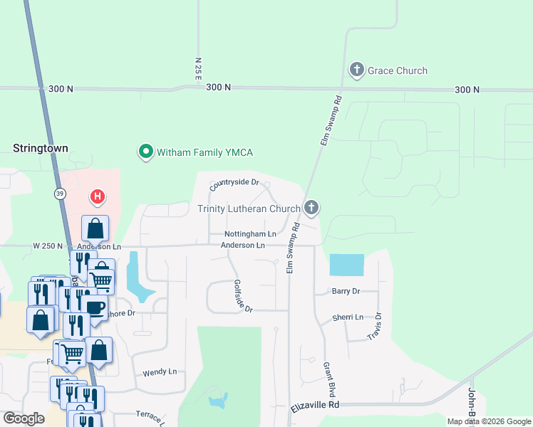 map of restaurants, bars, coffee shops, grocery stores, and more near 2522 Windsor Court in Lebanon