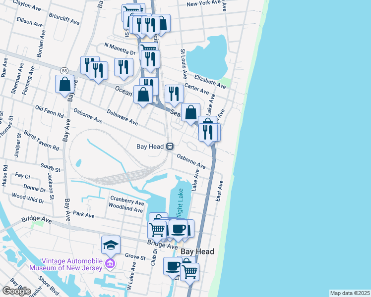 map of restaurants, bars, coffee shops, grocery stores, and more near 310 Maryland Avenue in Point Pleasant Beach