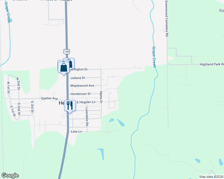 map of restaurants, bars, coffee shops, grocery stores, and more near 216 East Vincent Court in Danville