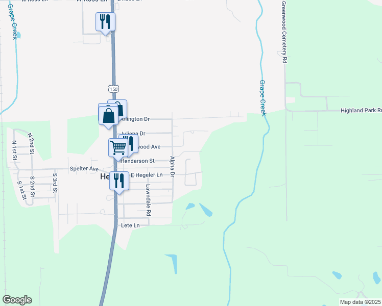 map of restaurants, bars, coffee shops, grocery stores, and more near 216 East Vincent Court in Danville