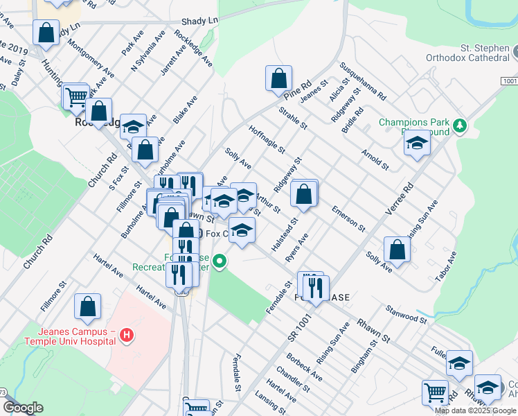 map of restaurants, bars, coffee shops, grocery stores, and more near 537 Stanwood Street in Philadelphia