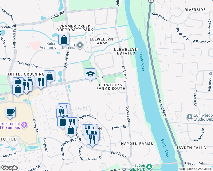 map of restaurants, bars, coffee shops, grocery stores, and more near 4846 Belfield Dr in Dublin