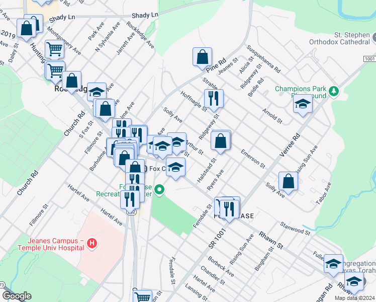 map of restaurants, bars, coffee shops, grocery stores, and more near 537 Stanwood Street in Philadelphia