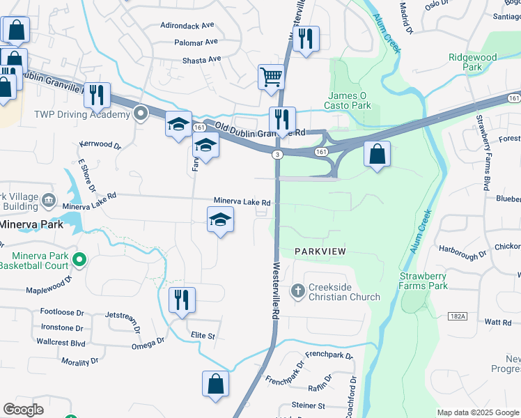 map of restaurants, bars, coffee shops, grocery stores, and more near 5170 Berryleaf Grove in Columbus