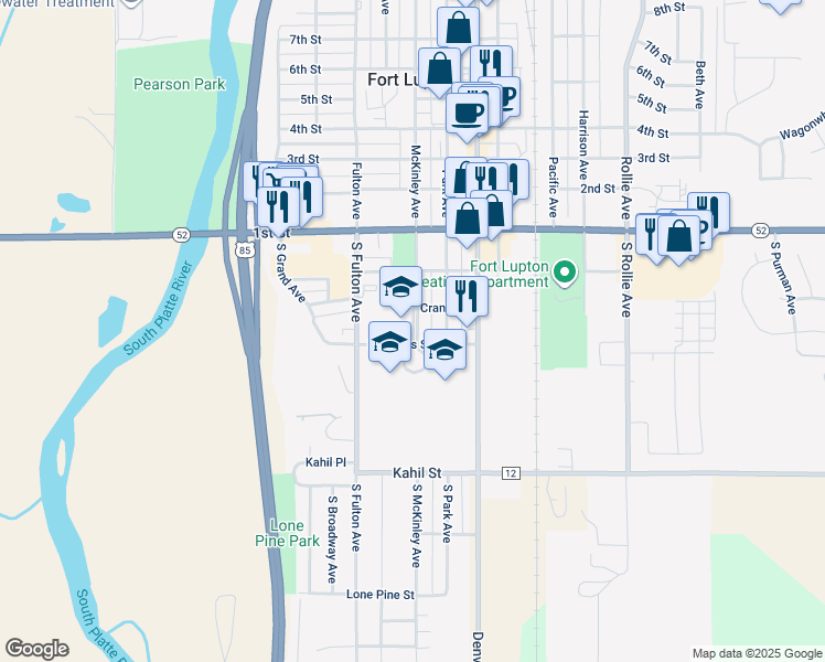 map of restaurants, bars, coffee shops, grocery stores, and more near 411 South McKinley Avenue in Fort Lupton