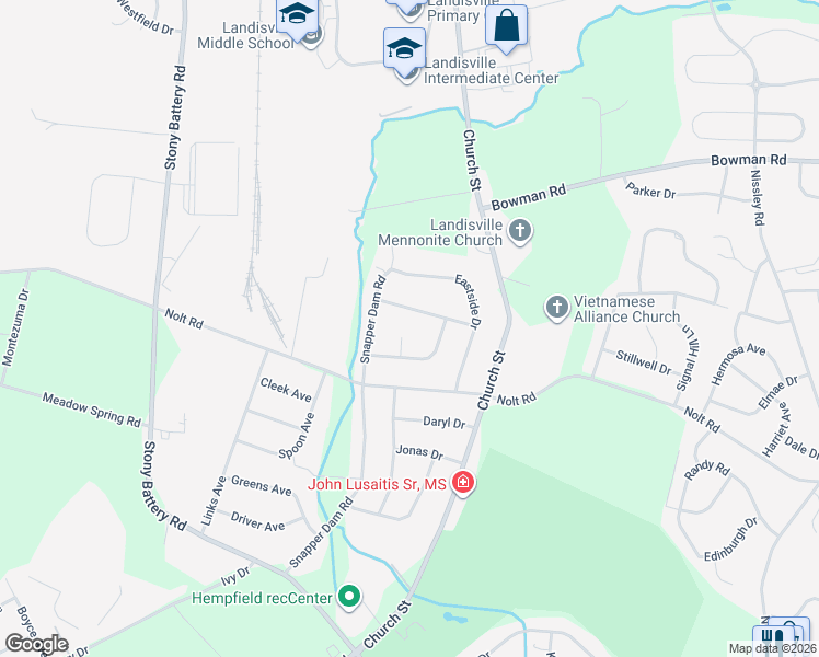 map of restaurants, bars, coffee shops, grocery stores, and more near 718 Sunview Circle in Lancaster County