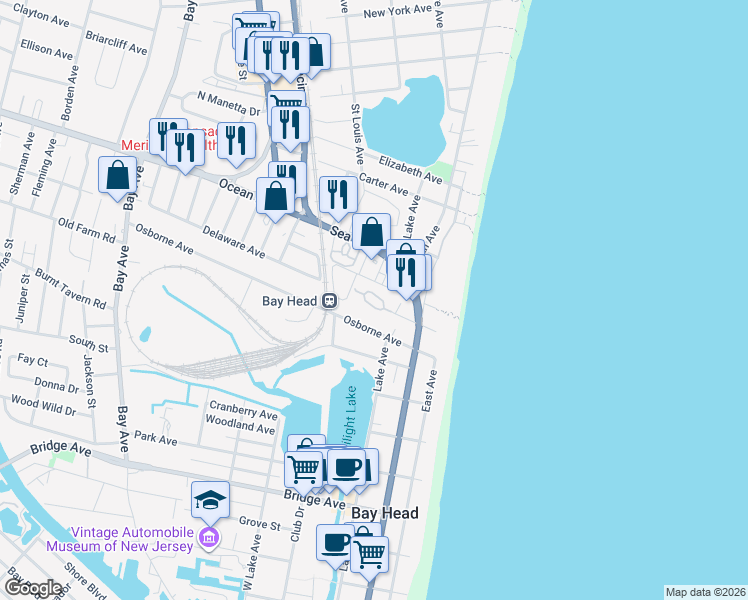 map of restaurants, bars, coffee shops, grocery stores, and more near 310 Maryland Avenue in Point Pleasant Beach