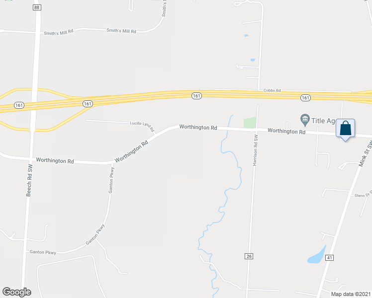 map of restaurants, bars, coffee shops, grocery stores, and more near 13411 Worthington Road in Pataskala