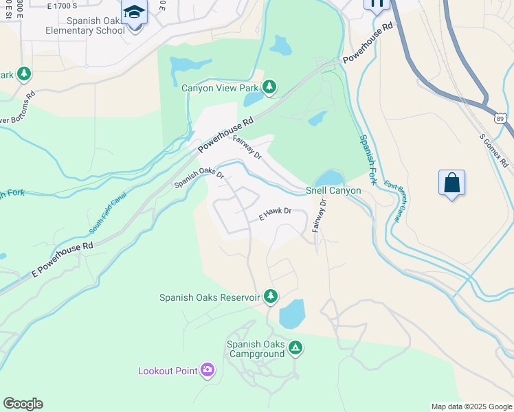 map of restaurants, bars, coffee shops, grocery stores, and more near 2515 Oak Haven Drive in Spanish Fork