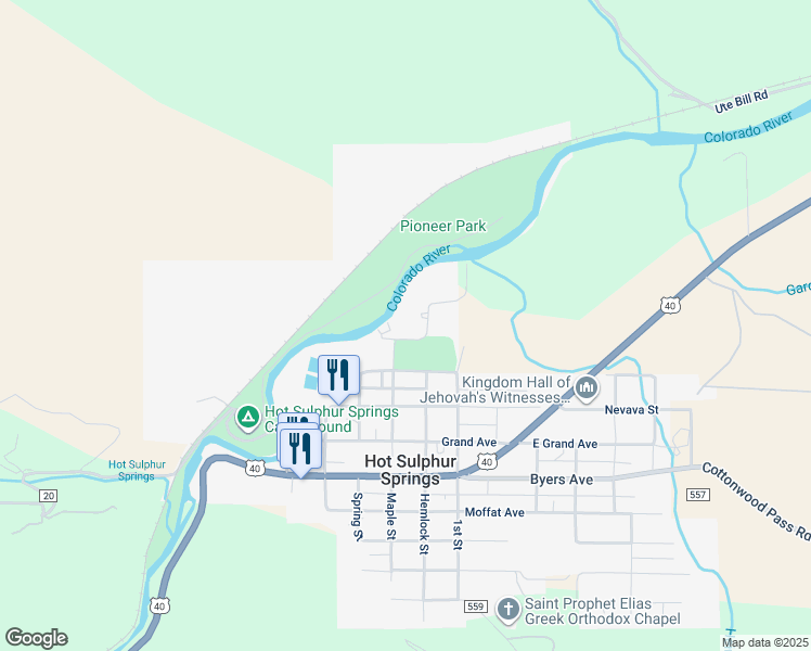map of restaurants, bars, coffee shops, grocery stores, and more near 120 Cedar Street in Granby