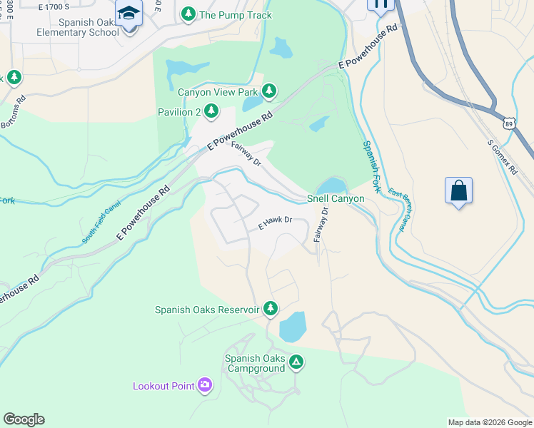 map of restaurants, bars, coffee shops, grocery stores, and more near 3167 East Hawk Drive in Spanish Fork