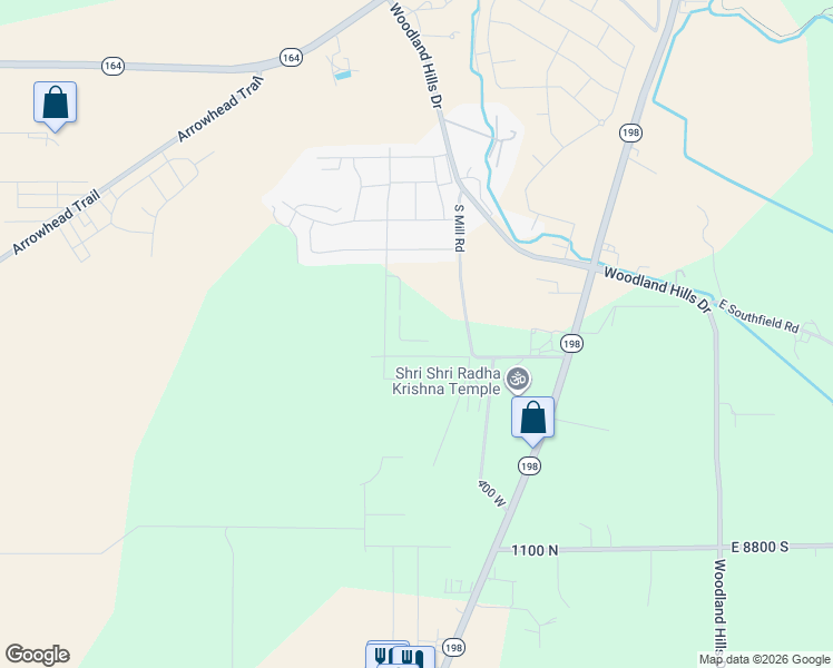 map of restaurants, bars, coffee shops, grocery stores, and more near 337 East 1480 North in Spanish Fork