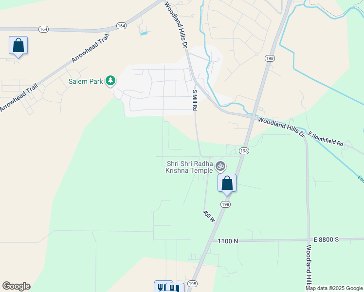 map of restaurants, bars, coffee shops, grocery stores, and more near 361 East 1480 North in Spanish Fork