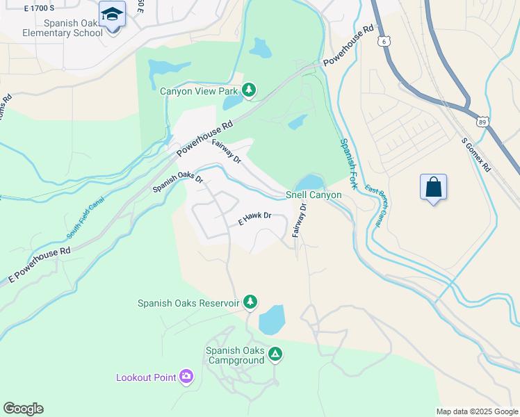 map of restaurants, bars, coffee shops, grocery stores, and more near 3243 East Hawk Drive in Spanish Fork