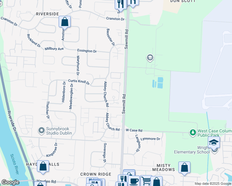 map of restaurants, bars, coffee shops, grocery stores, and more near 2914 Bishops Retreat Place in Dublin