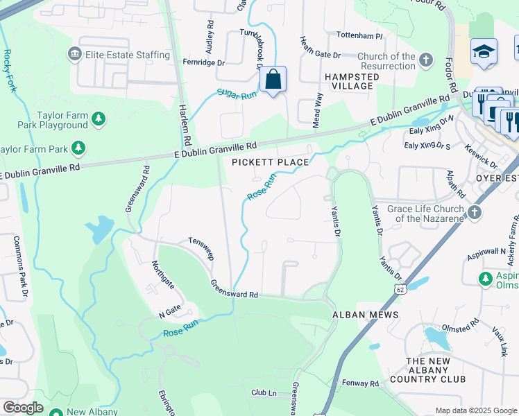 map of restaurants, bars, coffee shops, grocery stores, and more near 11 Wiveliscombe in New Albany