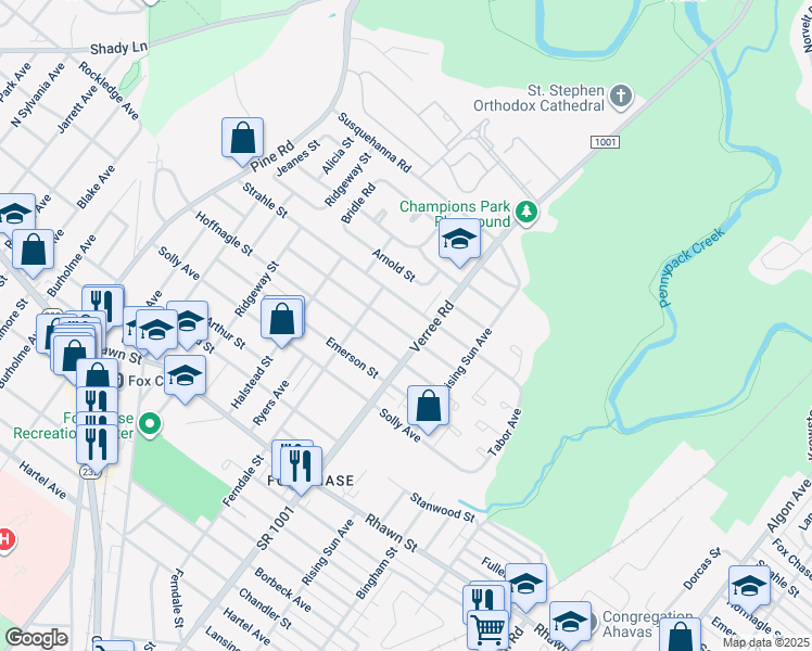 map of restaurants, bars, coffee shops, grocery stores, and more near 833 Benson Street in Philadelphia