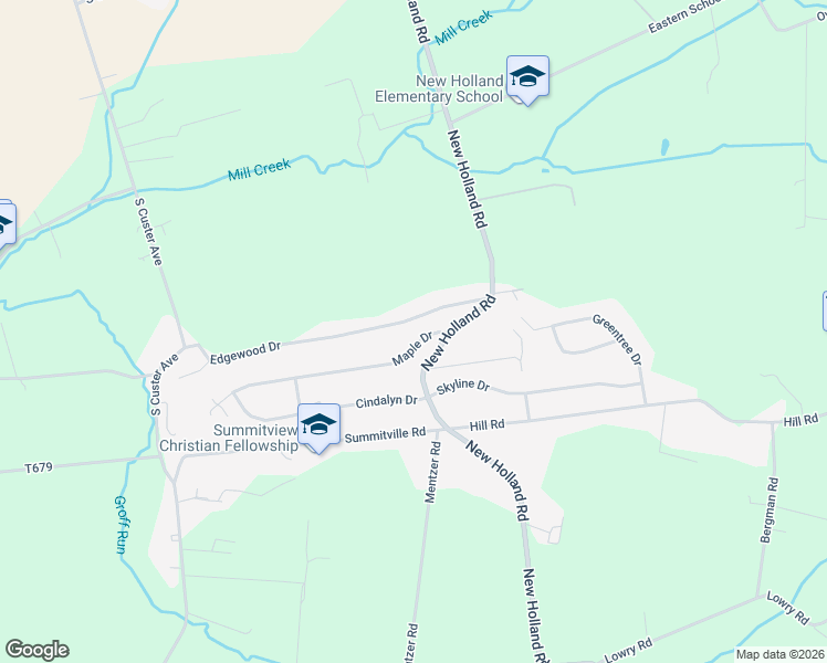 map of restaurants, bars, coffee shops, grocery stores, and more near 115 Maple Drive in New Holland