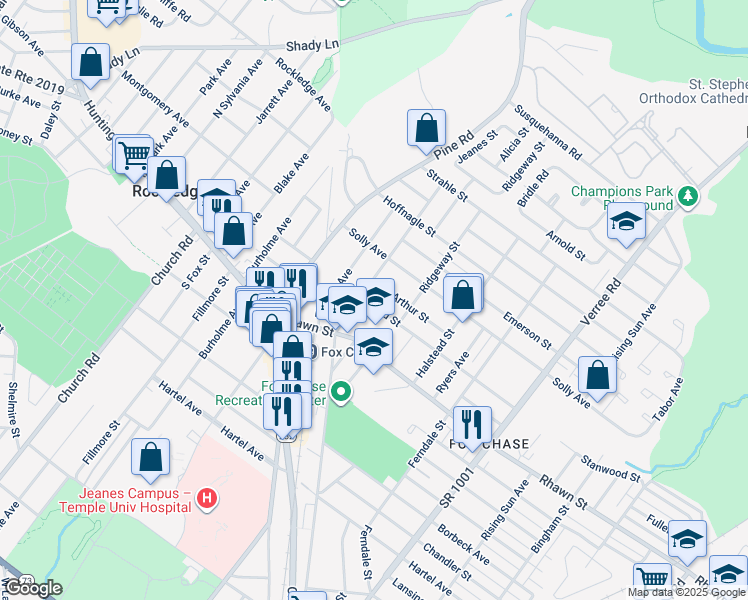 map of restaurants, bars, coffee shops, grocery stores, and more near 511 Stanwood Street in Philadelphia