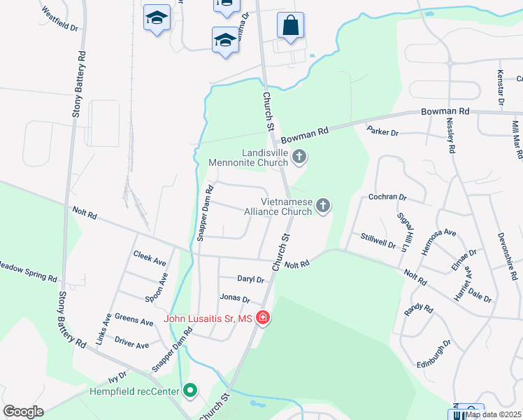 map of restaurants, bars, coffee shops, grocery stores, and more near 3707 Northside Drive in Landisville