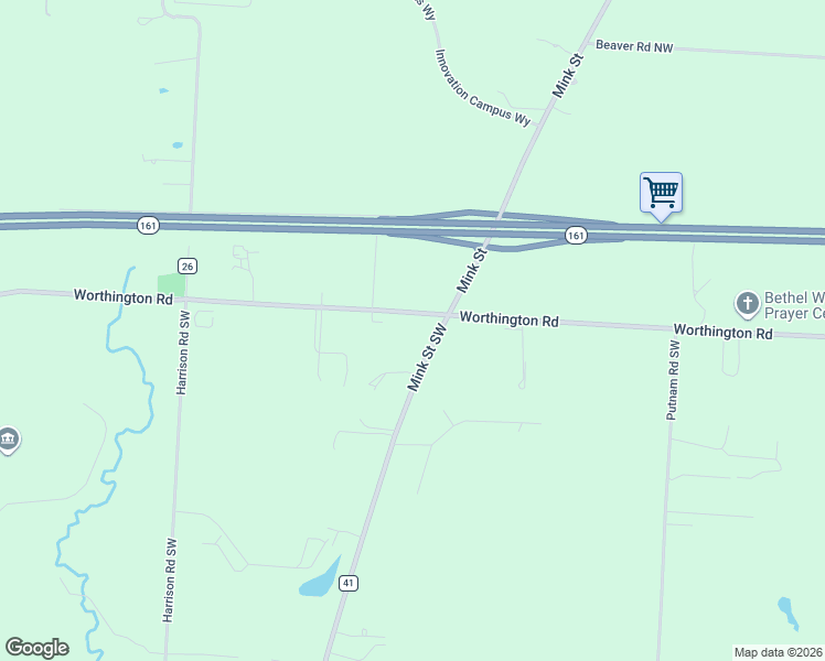 map of restaurants, bars, coffee shops, grocery stores, and more near 277 Mink Street Southwest in Pataskala