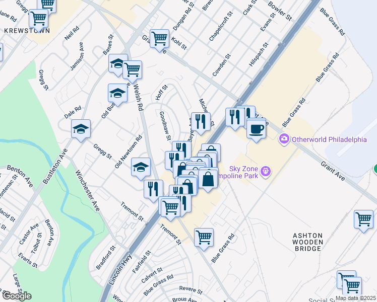 map of restaurants, bars, coffee shops, grocery stores, and more near in Philadelphia