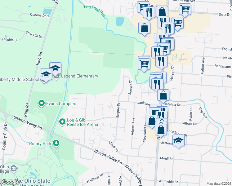 map of restaurants, bars, coffee shops, grocery stores, and more near 558 Vesper Drive in Newark