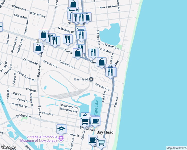 map of restaurants, bars, coffee shops, grocery stores, and more near 320 Maryland Avenue in Point Pleasant Beach