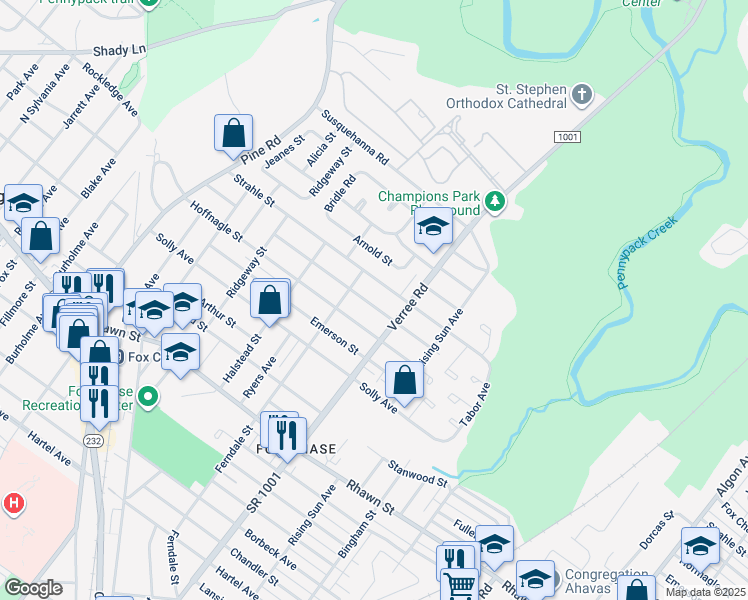 map of restaurants, bars, coffee shops, grocery stores, and more near 825 Benson Street in Philadelphia