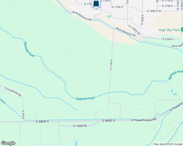 map of restaurants, bars, coffee shops, grocery stores, and more near 8500 South State Road in Spanish Fork