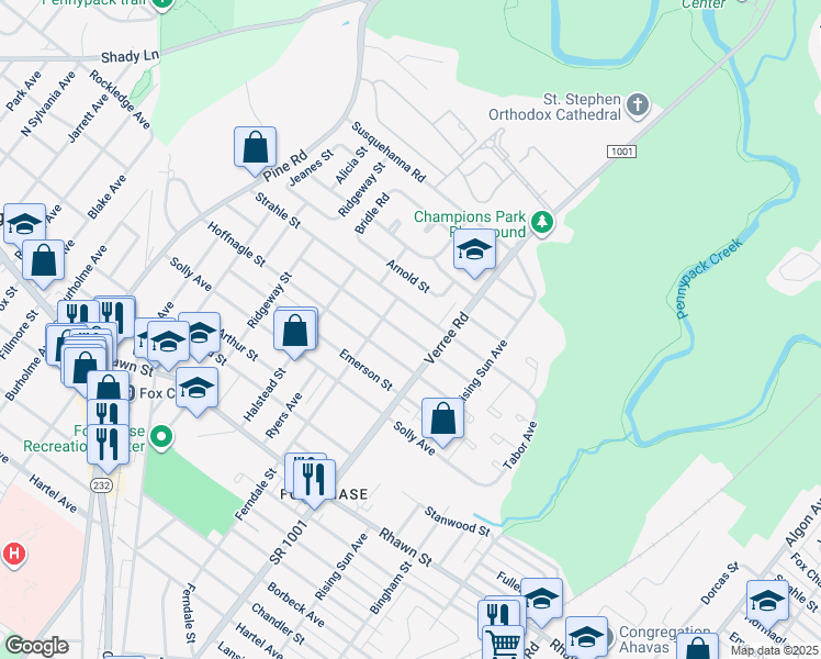 map of restaurants, bars, coffee shops, grocery stores, and more near 825 Benson Street in Philadelphia