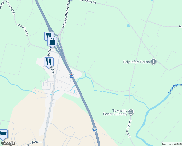 map of restaurants, bars, coffee shops, grocery stores, and more near 250 Locust Point Road in York