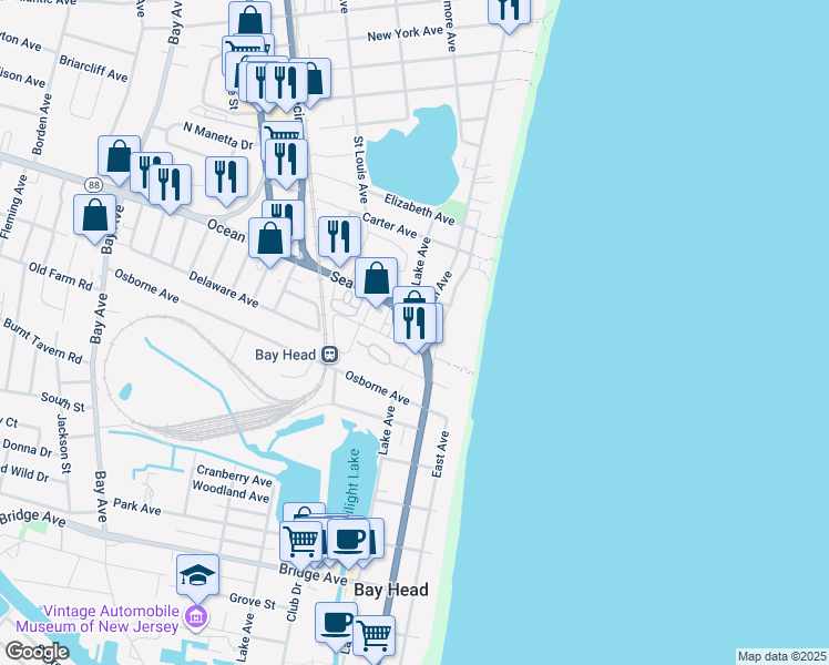 map of restaurants, bars, coffee shops, grocery stores, and more near 1801 New Jersey 35 in Point Pleasant Beach