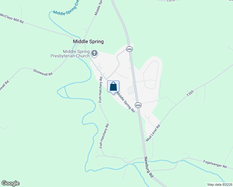 map of restaurants, bars, coffee shops, grocery stores, and more near 41 Middle Spring Road in Shippensburg