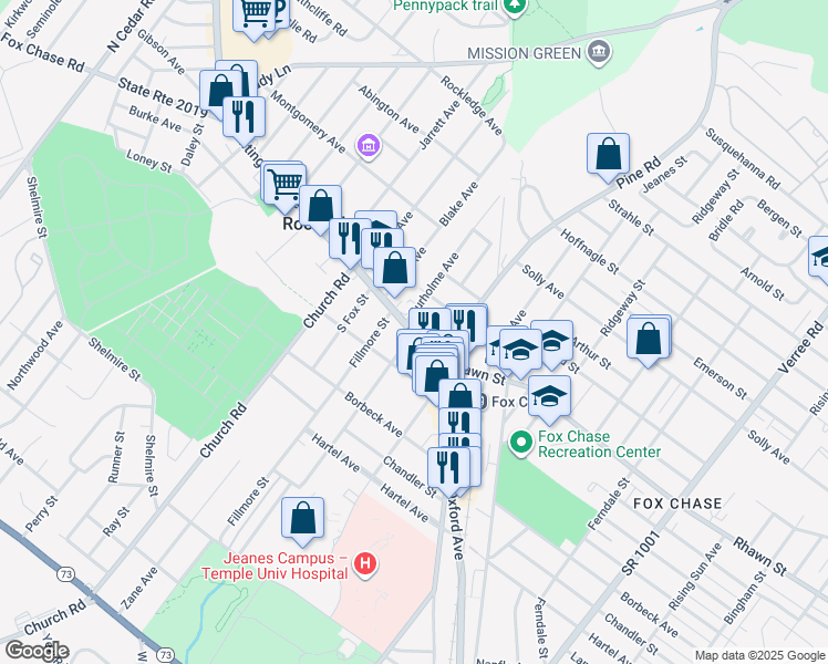 map of restaurants, bars, coffee shops, grocery stores, and more near 309 Dalton Street in Philadelphia