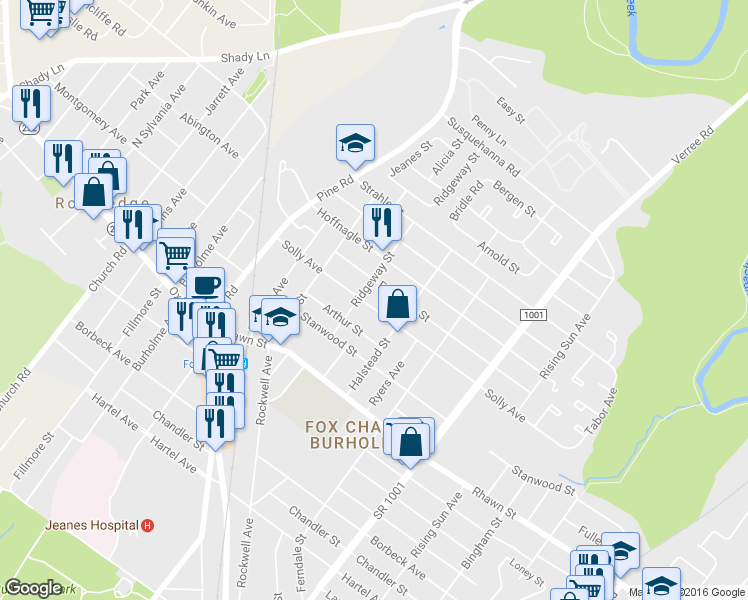 map of restaurants, bars, coffee shops, grocery stores, and more near 611 Solly Avenue in Philadelphia