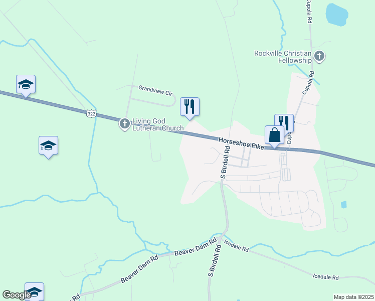 map of restaurants, bars, coffee shops, grocery stores, and more near 3120 Horseshoe Pike in Honey Brook