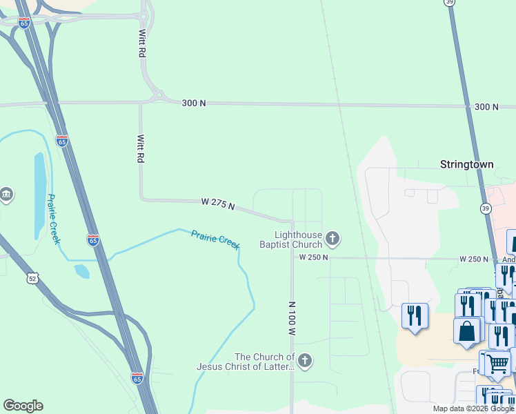 map of restaurants, bars, coffee shops, grocery stores, and more near 1020-1498 Witt Road in Lebanon