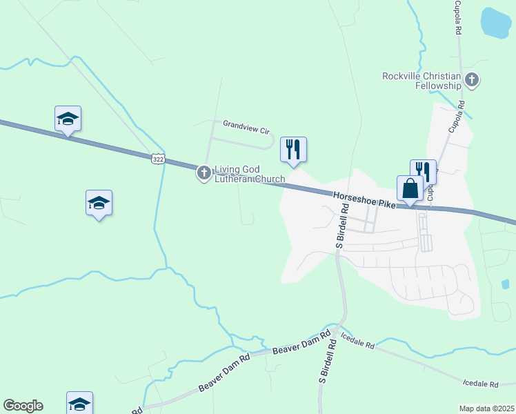 map of restaurants, bars, coffee shops, grocery stores, and more near 3180 Horseshoe Pike in Honey Brook