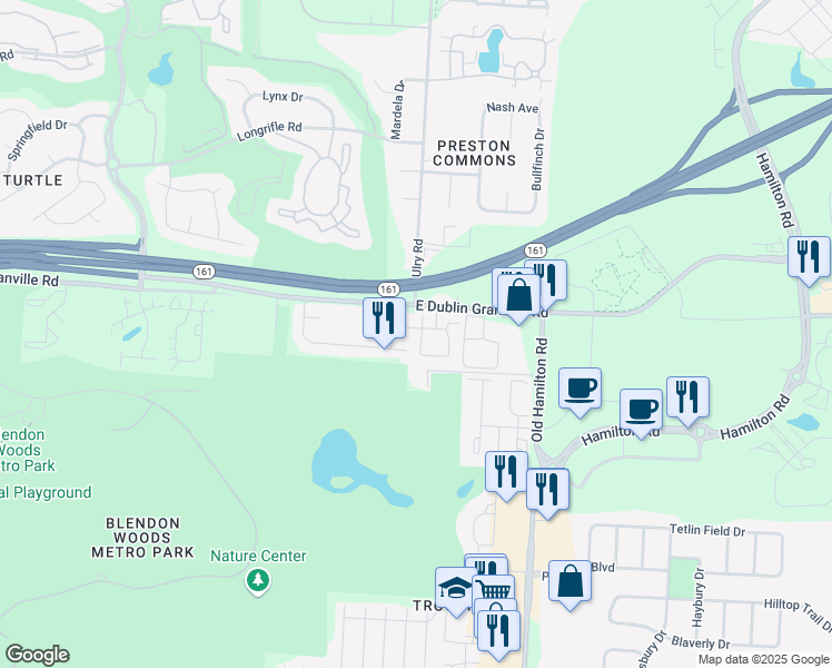 map of restaurants, bars, coffee shops, grocery stores, and more near 4963 Nordley Village in Westerville