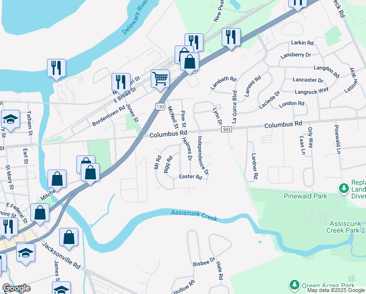 map of restaurants, bars, coffee shops, grocery stores, and more near 409 Flanders Road in Burlington