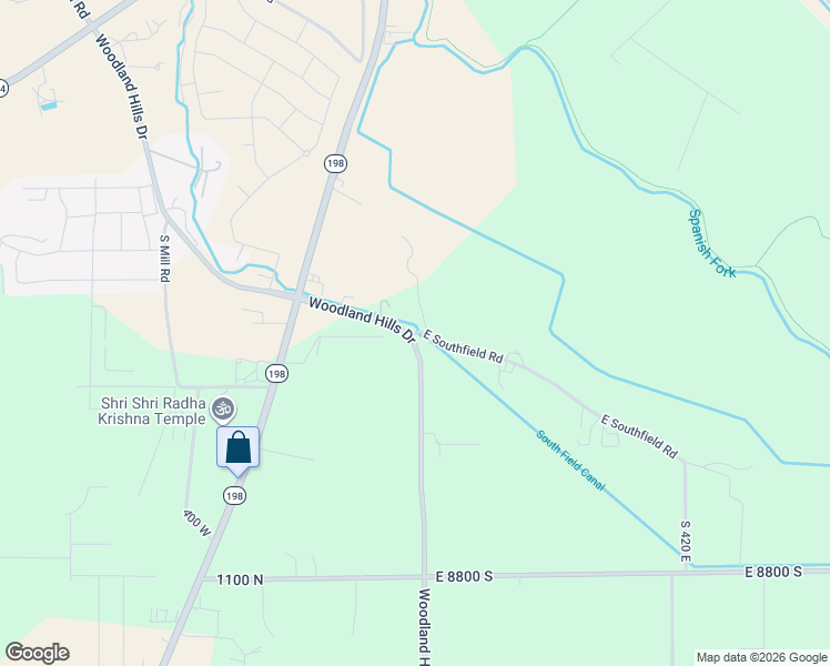 map of restaurants, bars, coffee shops, grocery stores, and more near 12 East Southfield Road in Spanish Fork