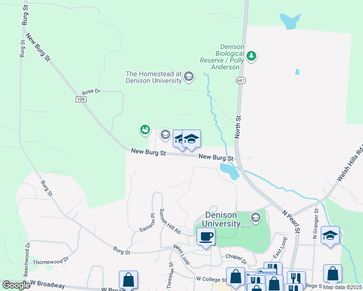 map of restaurants, bars, coffee shops, grocery stores, and more near 248 New Burg Street in Granville