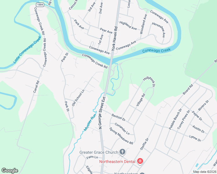 map of restaurants, bars, coffee shops, grocery stores, and more near 5435 North George Street Extension in Manchester