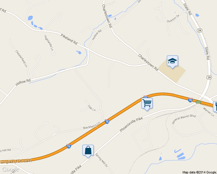 map of restaurants, bars, coffee shops, grocery stores, and more near 181 Constant Spring Road in Malvern