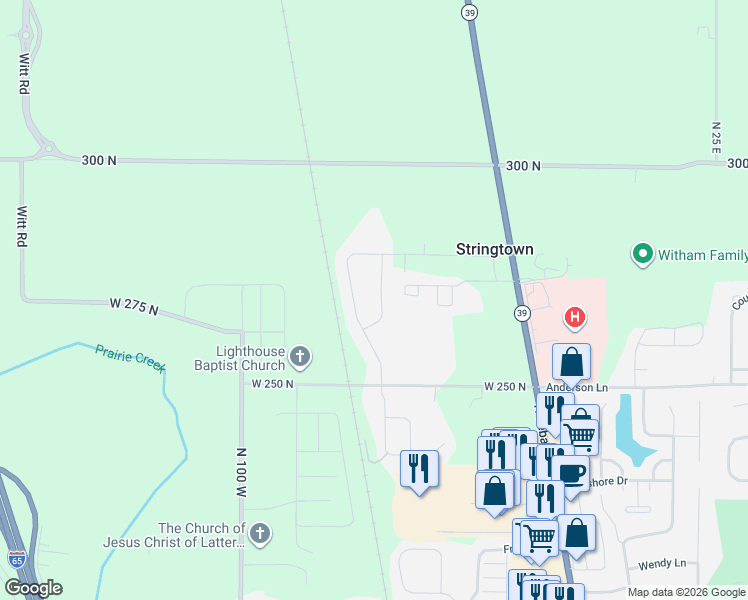 map of restaurants, bars, coffee shops, grocery stores, and more near 2607 Viceroy Lane in Lebanon